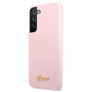 Guess GUHCS22MLSLMGLA S22+ S906 lavandas/lavandas cietais apvalks Silicone Script Metal Logo