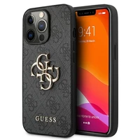 Guess GUHCP13L4GMGGR iPhone 13 Pro / iPhone 13 6.1 pelēkais ciets apvalks 4G Big Metal Logo