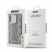 DKNY Ādas rūtainais mono raksts Magnētiskais viedtālruņa apvalks iPhone 15 Pro - bēša
