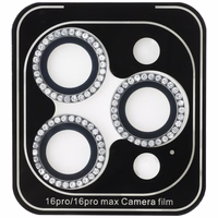 Guess BP Rhinestone 2in1 aizsargstikla un kameras objektīva komplekts iPhone 16 Pro Max - sudraba