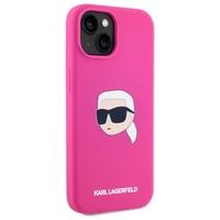 Karl Lagerfeld KLHMP15SSKHPPLF iPhone 15 6.1" fuksijas/fuksijas cietais apvalks Silikona Karl galvas apdruka MagSafe