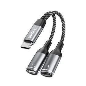 Dudao L13C+ 2in1 USB-C adapteris - pelēks