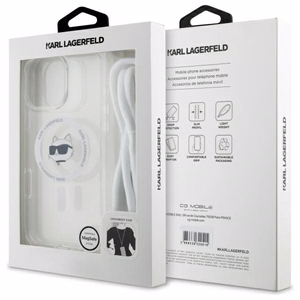 Karl Lagerfeld IML Choupette Head & Cord Magnētiskais Viedtālruņa apvalks iPhone 16 Pro Max - Caurspīdīgs