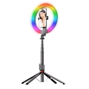 Blavec Selfie Ring lamp Aluminium Aura LED RGB Ring P-50 25cm tripod + remote control + 2,3 metres (RLP50-TRB23) melns (damaged packaging)