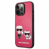 Karl Lagerfeld Ikonik Karl&Choupette apvalks iPhone 13 Pro / iPhone 13 - fuksijas krāsas apvalks