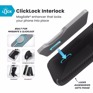 Speck Presidio2 Grip ClickLock & MagSafe vāciņš ierīcei iPhone 17, “Black / Slate Gray / White” krāsā