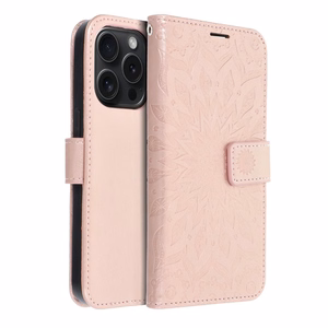 MEZZO grāmatas apvalks IPHONE 15 Pro mandala rozā zelts