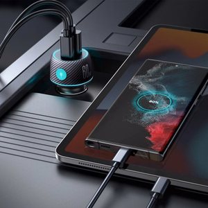 Automašīnas lādētājs Joyroom „JR-CCN01" melns 60W (PD20W / USB-C) ar LED gaismu