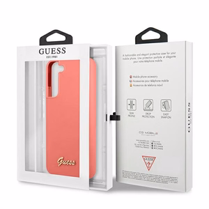 Guess GUHCS22MLSLMGFU S22+ S906 фуксия/фуксия жёсткий чехол Silicone Script Metal Logo