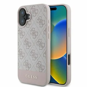 Guess 4G Bottom Stripe viedtālruņa apvalks iPhone 16 - rozā