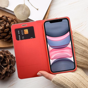 LUNA Book Carbon viedtālruņa apvalks IPHONE 11 sarkans