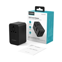 Ceļojumu adapteris Choetech PD5020 35W EU/US/AUS/UK ar iebūvētu USB-C kabeli (melns)