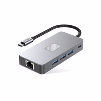 Tech-Protect HB05 HUB 9in1 USB-C + USB2.0 + USB3.0 + HDMI 4K 60Hz + SD / TF + PD100W + RJ45 adapteris - pelēks