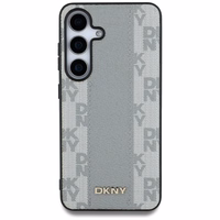 DKNY ādas rūtainā raksta magnētiskais viedtālruņa apvalks Samsung Galaxy S25 - pelēcīgi brūns