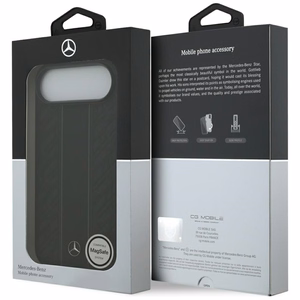 Mercedes ādas lauru lapu svītras magnētiskais viedtālruņa apvalks iPhone 17 Air - melns