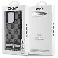DKNY Viedtālruņa apvalks iPhone 16 Pro ar patikrētu rakstu un drukātām svītrām - melns