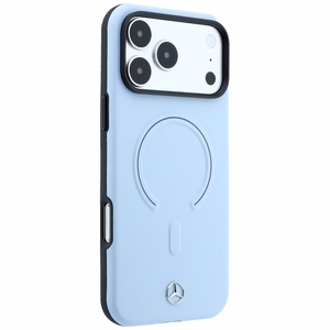 Mercedes 3D MagSafe ādas maciņš, paredzēts iPhone 18 Pro Max / 17 Pro Max, zils