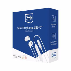 Austiņas 3mk Wired Earphones USB-C white