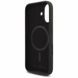 Karl Lagerfeld Silikonais Karl&Choupette Ring Magnētiskais apvalks viedtālrunim iPhone 17 - melns