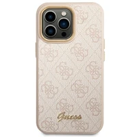 Guess 4G Vintage Gold Logo viedtālruņa apvalks iPhone 14 Pro Max - rozā