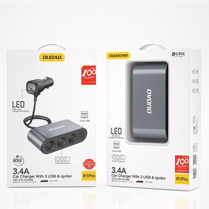 Автомобильное зарядное устройство Dudao (R1Pro) (2xUSB; 3x разветвитель прикуривателя) чёрный