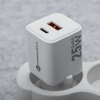 FORCELL F-ENERGY Mini GaN III VT-25B ceļojumu lādētājs ar 1 x Type C + 1x USB A ligzdām, PD QC4.0 25W balts