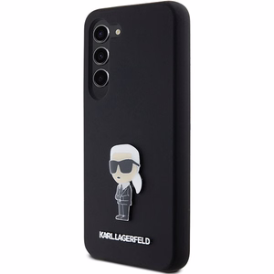 Karl Lagerfeld silikona Ikonik metāla piespraude viedtālruņa apvalks Samsung Galaxy S23+ - melns