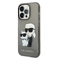 Karl Lagerfeld Spīdums Karl&Choupette viedtālruņa apvalks iPhone 14 Pro - melns