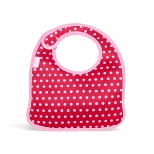 BUILT Mess Mate neoprene toddler bibs, set of 2, Baby Pink Mini Dots