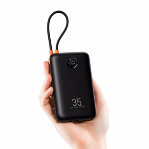 Veger K2 (W2068) 20000 mAh powerbank 35W PD QC3.0 ar iebūvētiem USB-C un Lightning kabeļiem, melns
