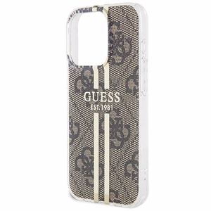 Guess IML 4G Gold Stripe viedtālruņa apvalks iPhone 15 Pro - brūns