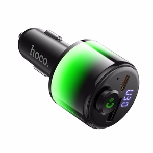 Melns automašīnas Bluetooth raidītājs Hoco E166 ar 2 x USB-A, USB-C, QC 3.0 un PD 42 W