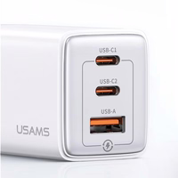 USAMS Tīkla lādētājs 2xUSB-C+1xUSB 65W (tikai galviņa) GaN PD3.0 +QC3.0 Fast Charging melns Sandru Series CC180TC01 (US-CC180)