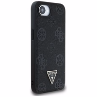 Guess Grained Hot Stamp Peony Triangle Logo magnētiskais viedtālruņa apvalks iPhone 16e - melns