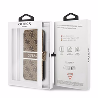 Guess GUBKP13L4GDBR iPhone 13 Pro / 13 6.1" brūns/brūns grāmatas tipa viedtālruņa apvalks 4G Stripe