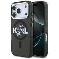 KARL LAGERFELD viedtālruņa apvalks IPHONE 17 Pro, ar magnētisko MagSafe, (KLHMP17LHGKCGKBK, IML Glitter k&C Sketch Logo) melns