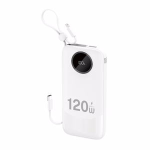 Dudao K13 10000mAh portatīvais lādētājs ar iebūvētu kabeli - balta