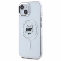 Karl Lagerfeld IML Metāla Choupette galva MagSafe apvalks iPhone 15 Plus - balts