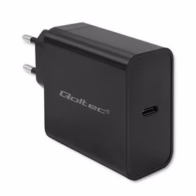 Qoltec 52379 Super Quick PD Charger | 1xUSB-C | 65W | 5-20V | 3-3.25A | melns