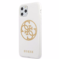 Guess GUHCN65TPUWHGLG iPhone 11 Pro Max balts cietais apvalks Glitter 4G Circle Logo