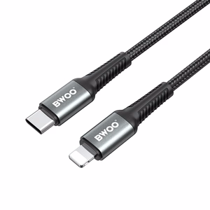 BWOO pīts kabelis USB-C - Lightning 3m 30W melns