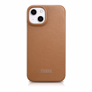 iCarer CE Premium ādas folio vāciņš iPhone 14 Plus ar MagSafe magnētisku flip vāciņu - brūnās krāsā