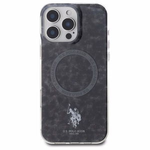 US Polo IML Ring MagSafe apvalks viedtālrunim iPhone 16 Pro Max - melns