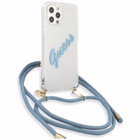 Guess GUHCP12MCRTVSBL iPhone 12/12 Pro 6.1" zilais kietais vāciņš Script Vintage