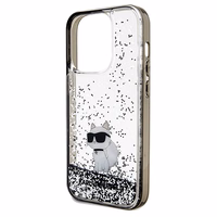 Karl Lagerfeld Liquid Glitter Choupette viedtālruņa apvalks iPhone 14 Pro Max - caurspīdīgs