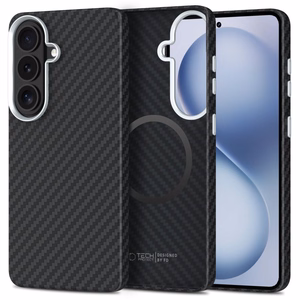 Tech-Protect Ion Carbon MagSafe Maciņš for Samsung Galaxy S26 - melns and sudraba