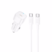 Borofone Auto lādētājs BZ34A Cloud - C tipa - PD 20W ar C tipa lādētāju uz C tipa lādētāju, balts