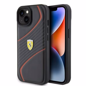 Ferrari FEHCP15SPTWK iPhone 15 6.1" melns/melns cietais apvalks Twist Metal Logo