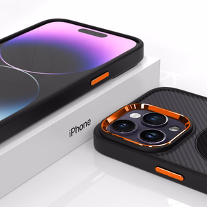Tel Protect Magnetic Carbon maciņš iPhone 13 Pro melns-oranžs