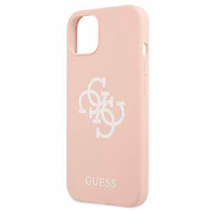 Guess GUHCP13SLS4GWPI iPhone 13 mini 5.4 silikona 4G logotipu kietais apvalks - rozā